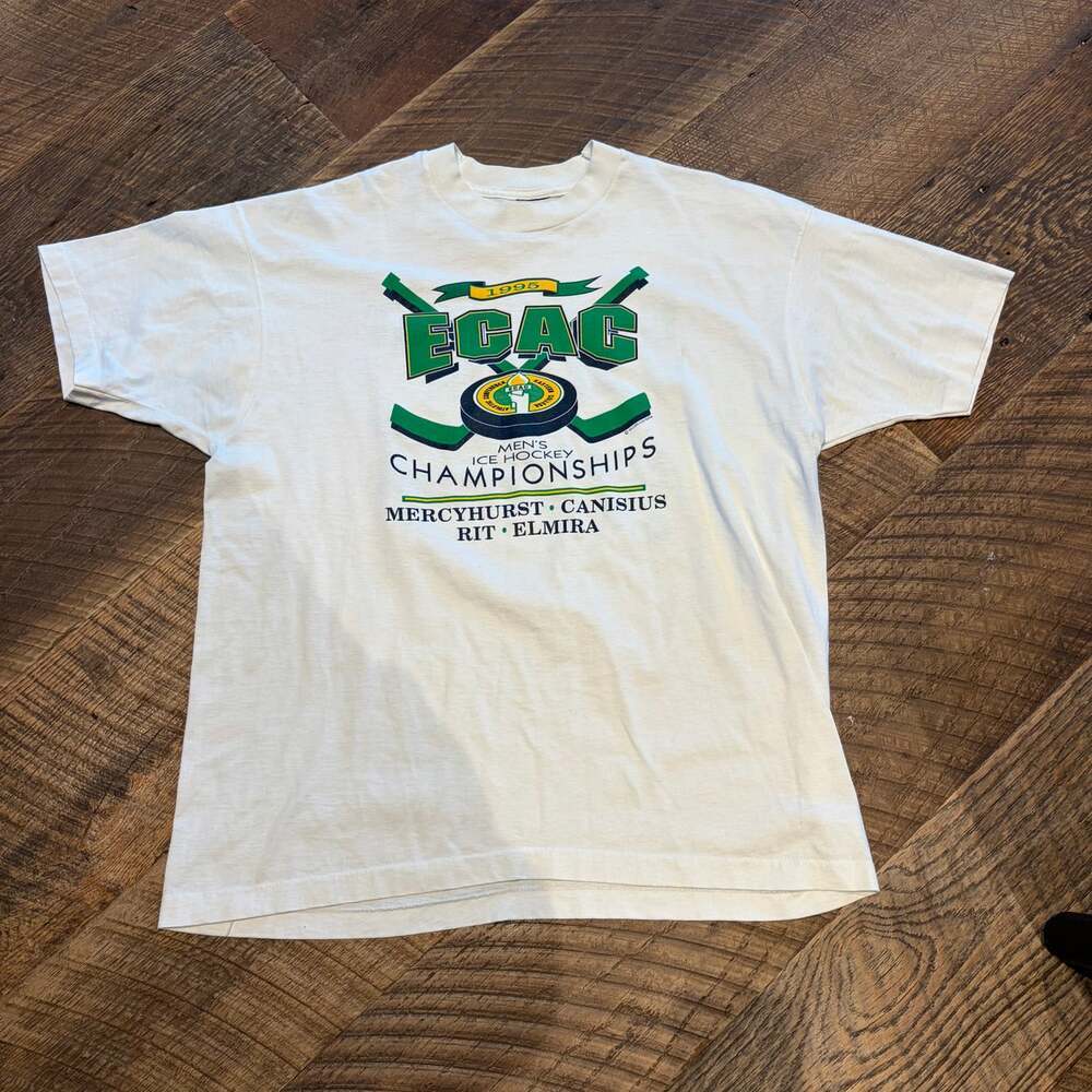 Vintage 1995 Mercyhurst College ECAC Hockey Champions T Shirt 90s Men’s XL